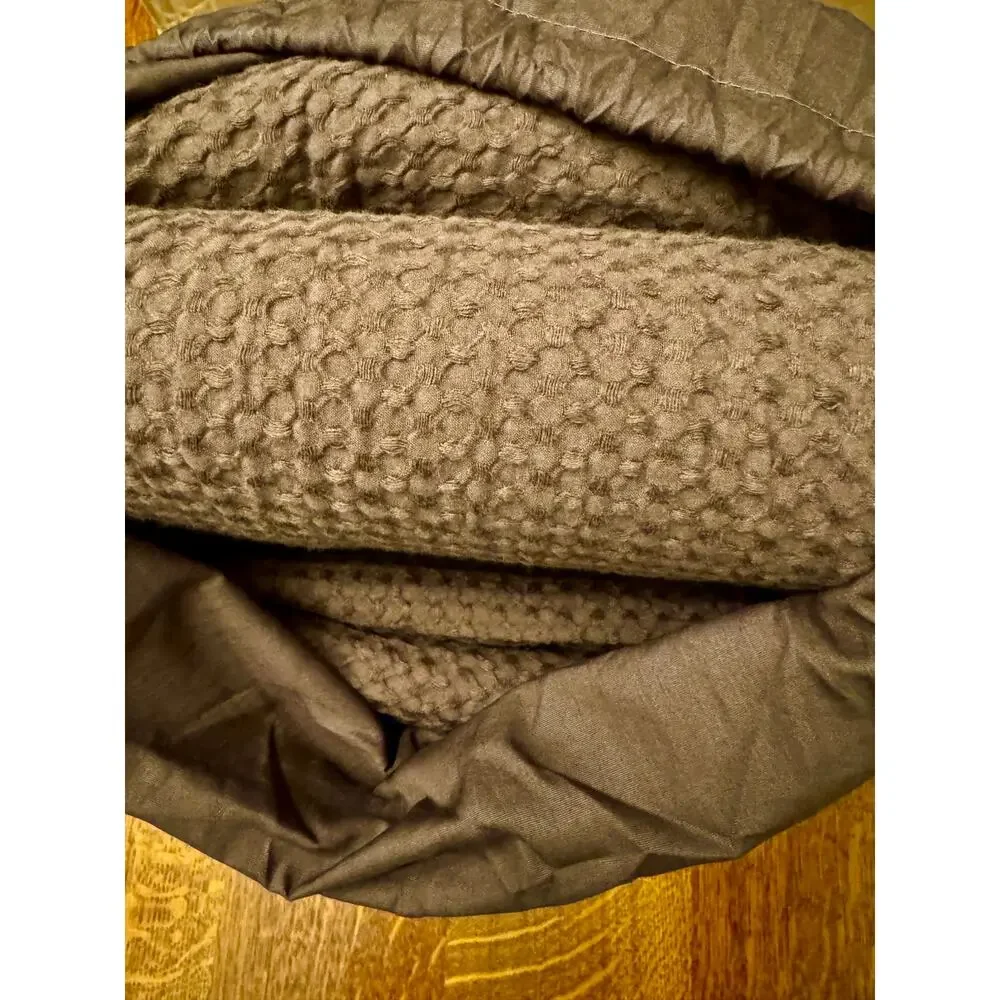NIB Organic Luxe Honeycomb Duvet Cover Set Full/Queen in ESPRESSO